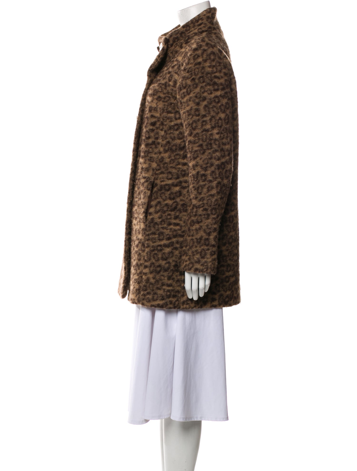 Gerard Darel Wool Animal Print Faux Fur Coat