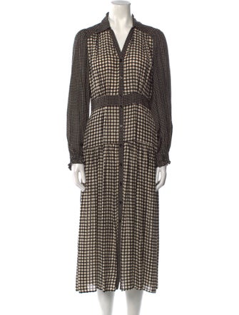 Gerard Darel Plaid Print Long Dress