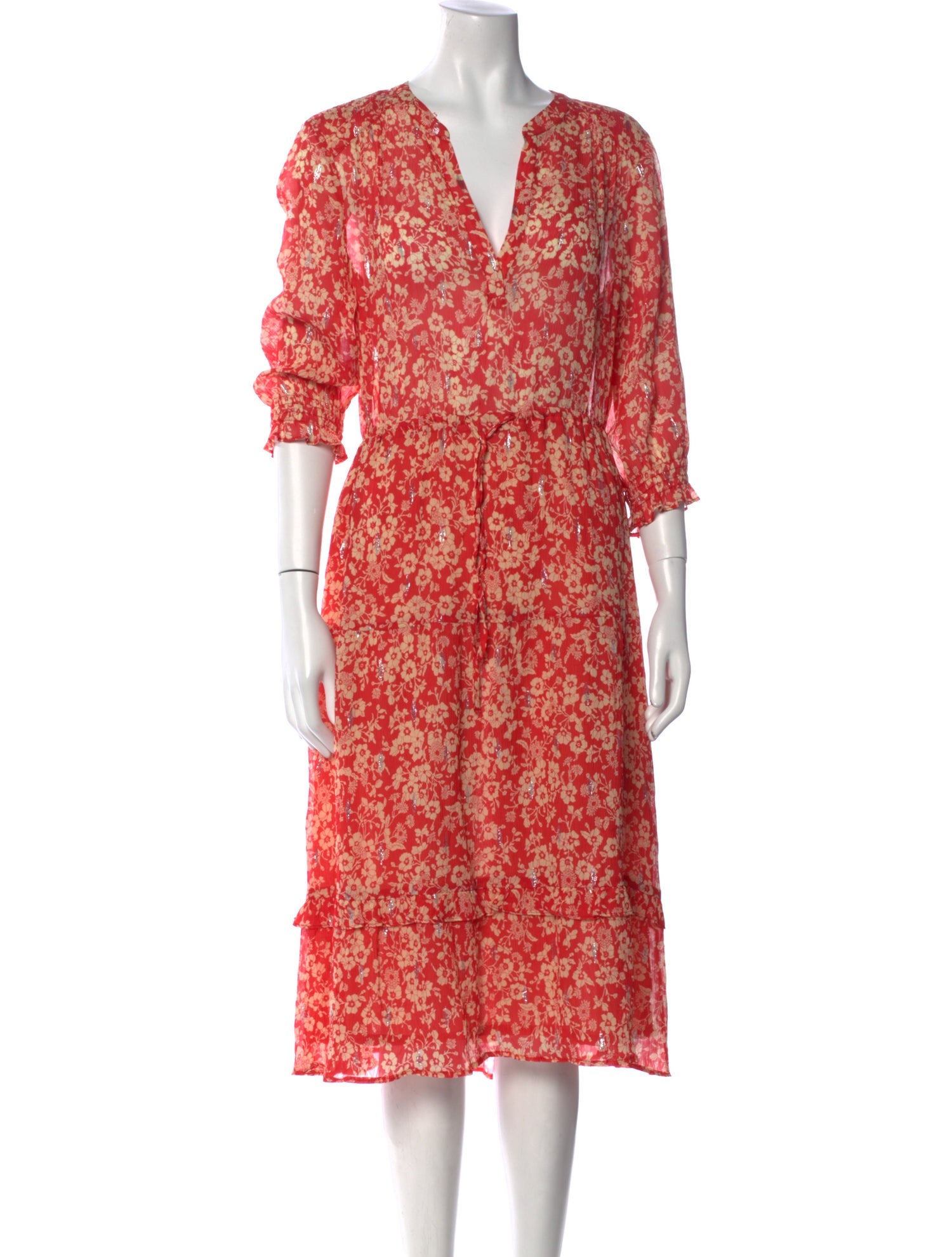Gerard Darel Floral Print Midi Length Dress