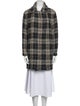 Gerard Darel Wool Plaid Print Faux Fur Coat