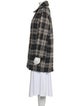 Gerard Darel Wool Plaid Print Faux Fur Coat