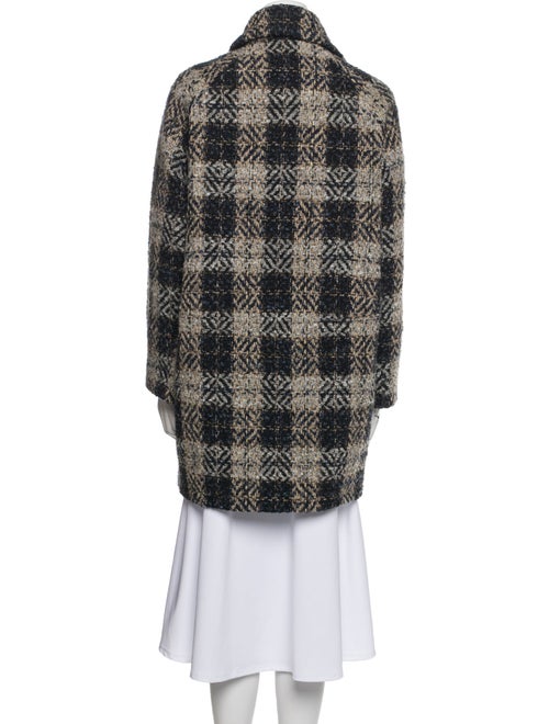 Gerard Darel Wool Plaid Print Faux Fur Coat