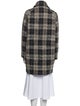 Gerard Darel Wool Plaid Print Faux Fur Coat