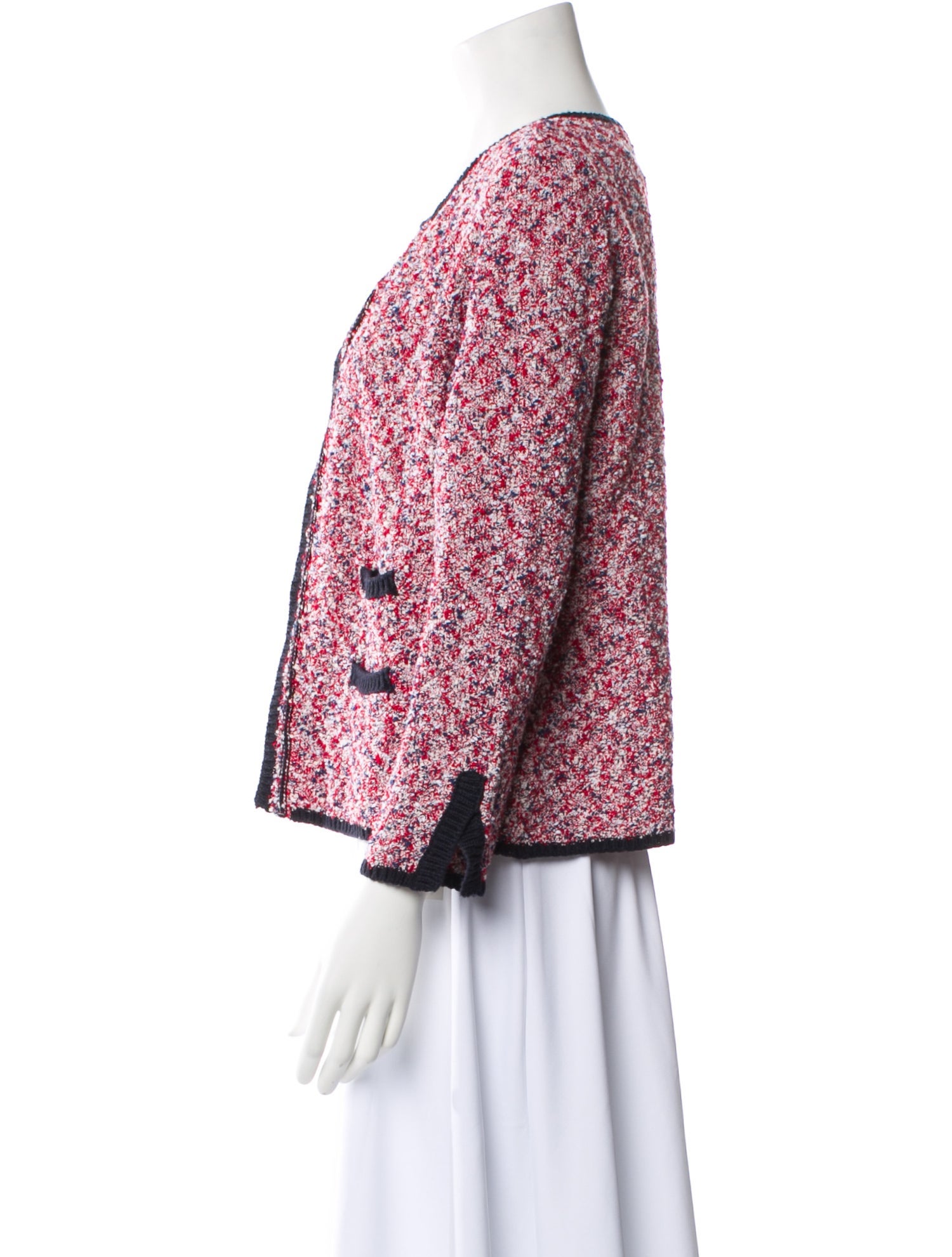 Gerard Darel Tweed Pattern Open Front Sweater