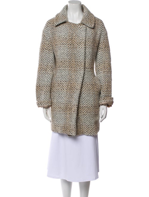 Gerard Darel Tweed Pattern Faux Fur Coat