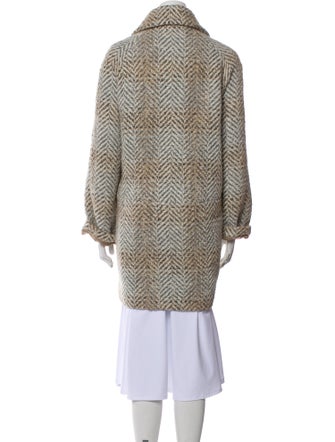 Gerard Darel Tweed Pattern Faux Fur Coat