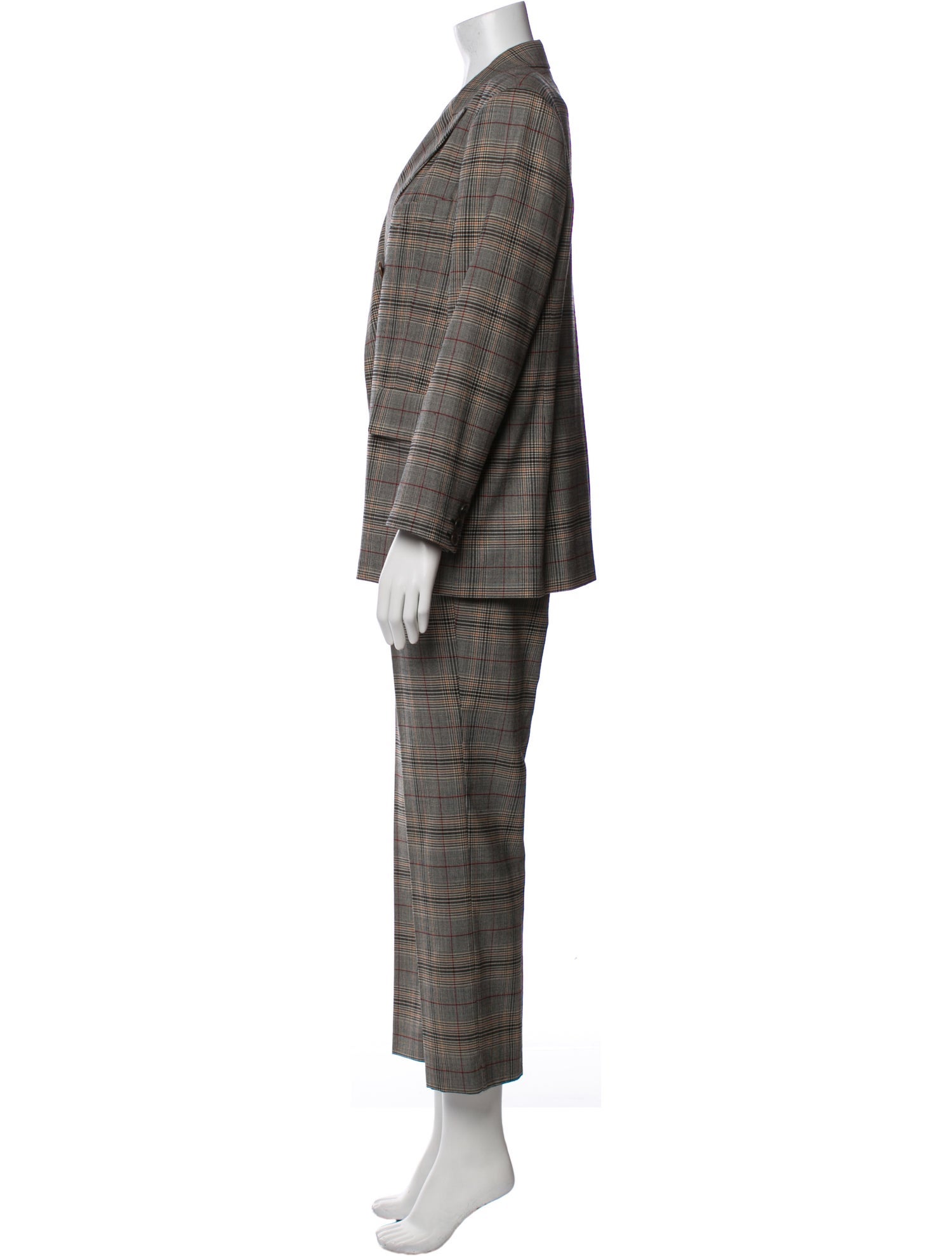 Gerard Darel Virgin Wool Plaid Print Pant Set