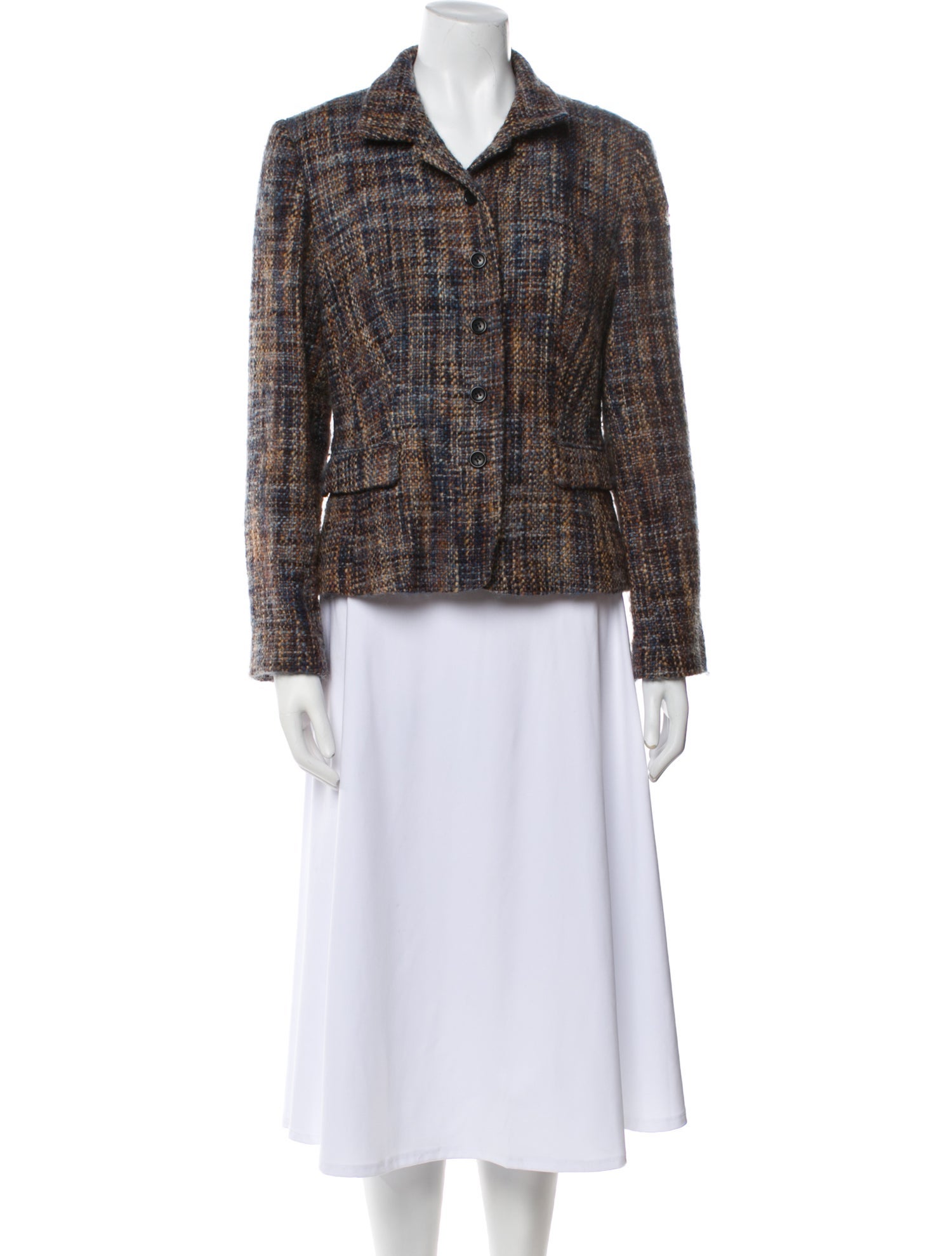 Gerard Darel Wool Plaid Print Blazer