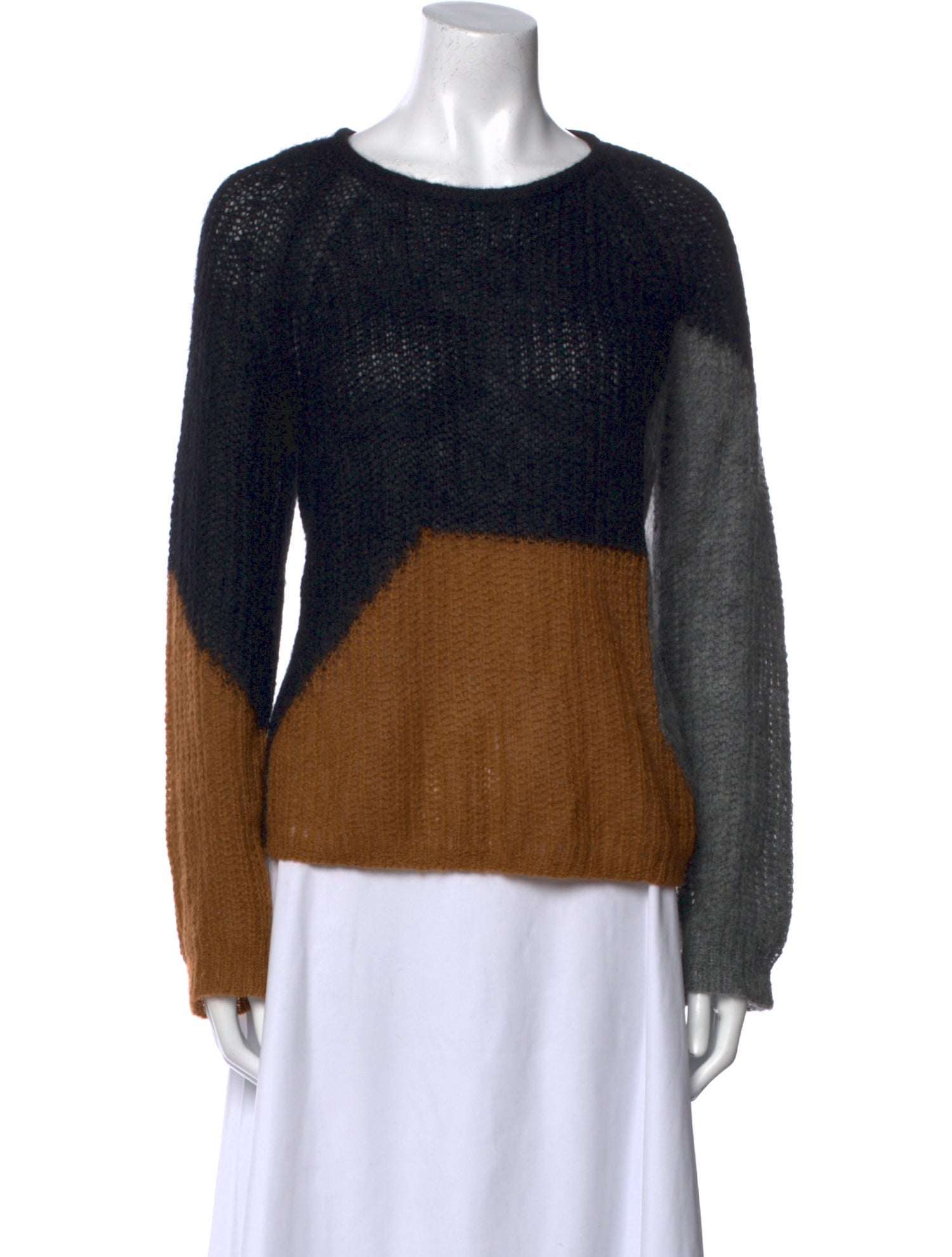 Gerard Darel Colorblock Pattern Crew Neck Sweater
