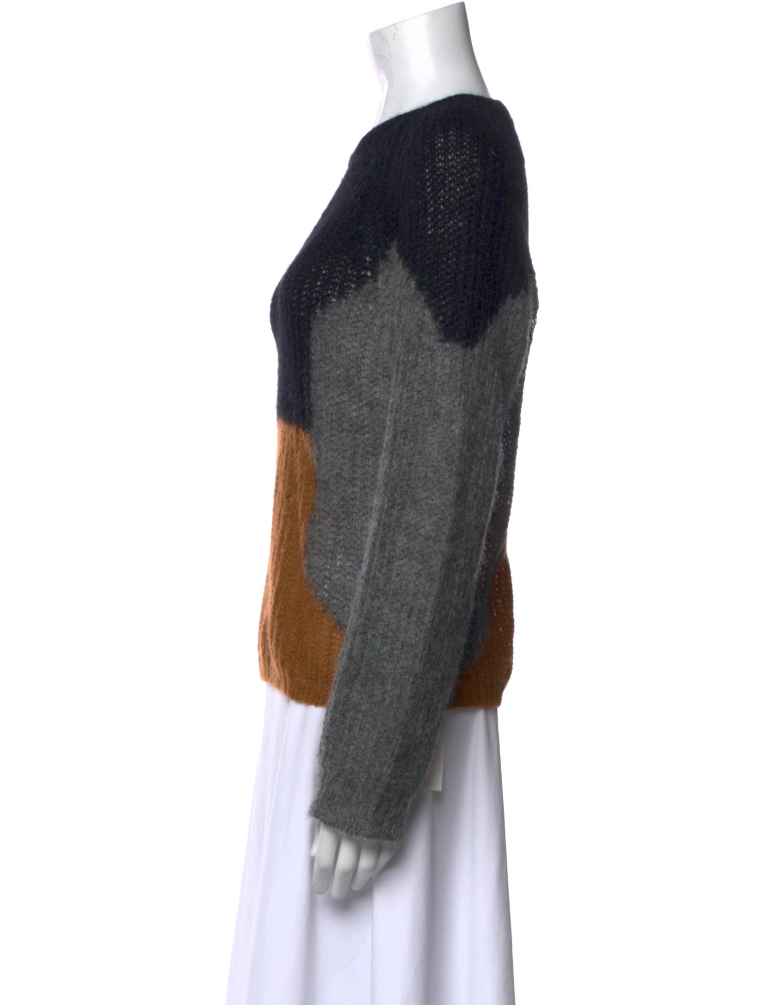 Gerard Darel Colorblock Pattern Crew Neck Sweater