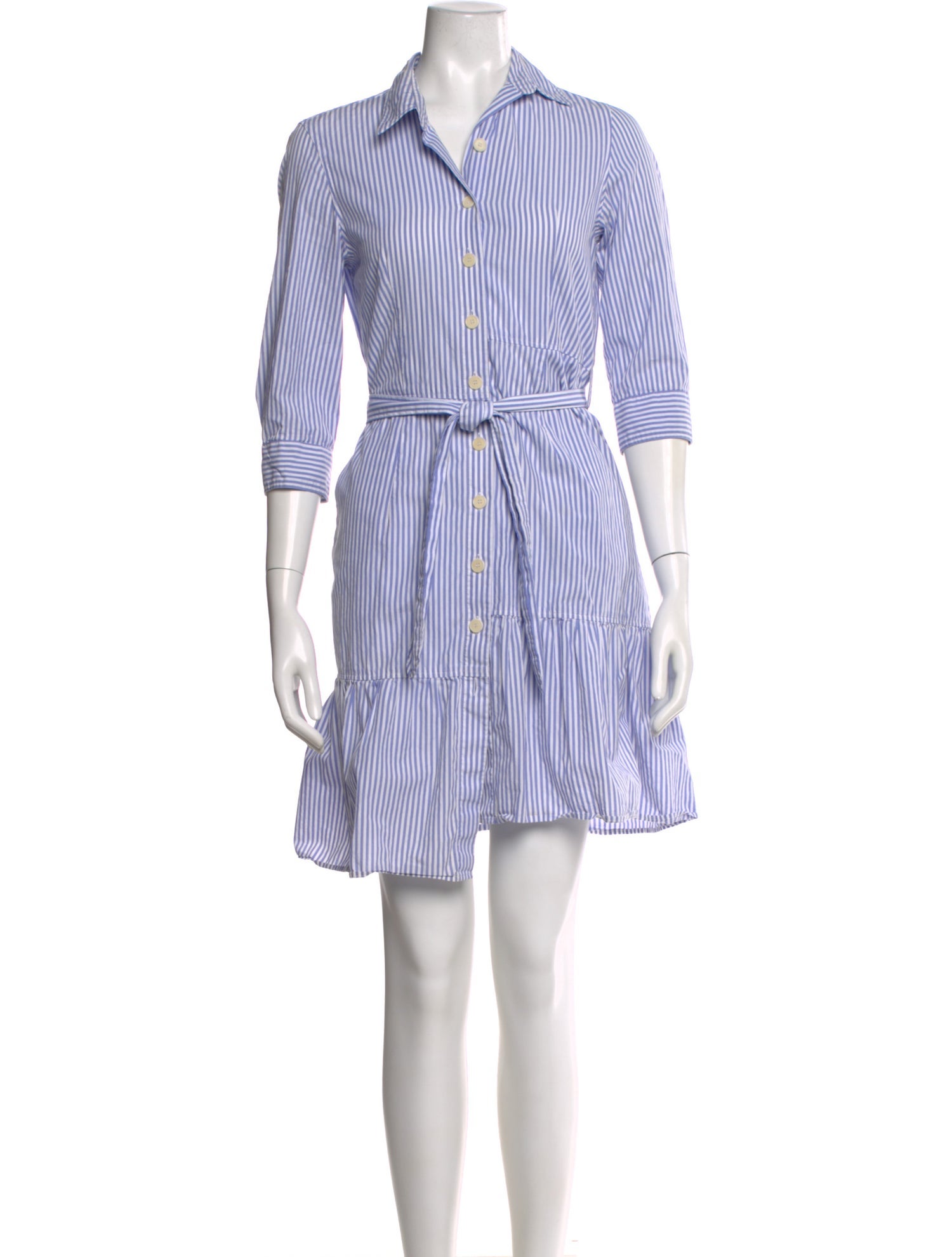 Gerard Darel Striped Three-Quarter Sleeve Button-Up Top