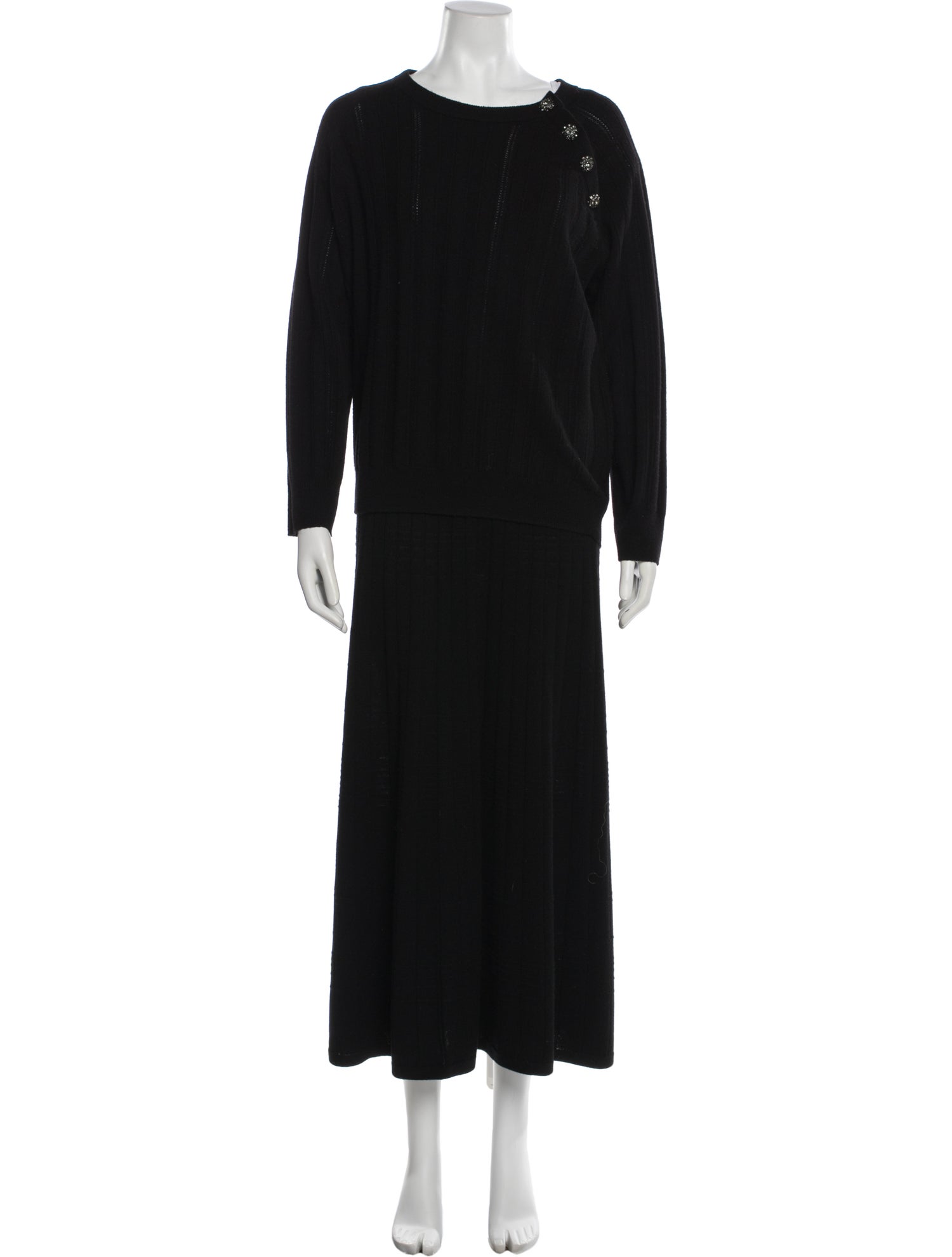 Gerard Darel Wool Crystal Embellishments Skirt Set