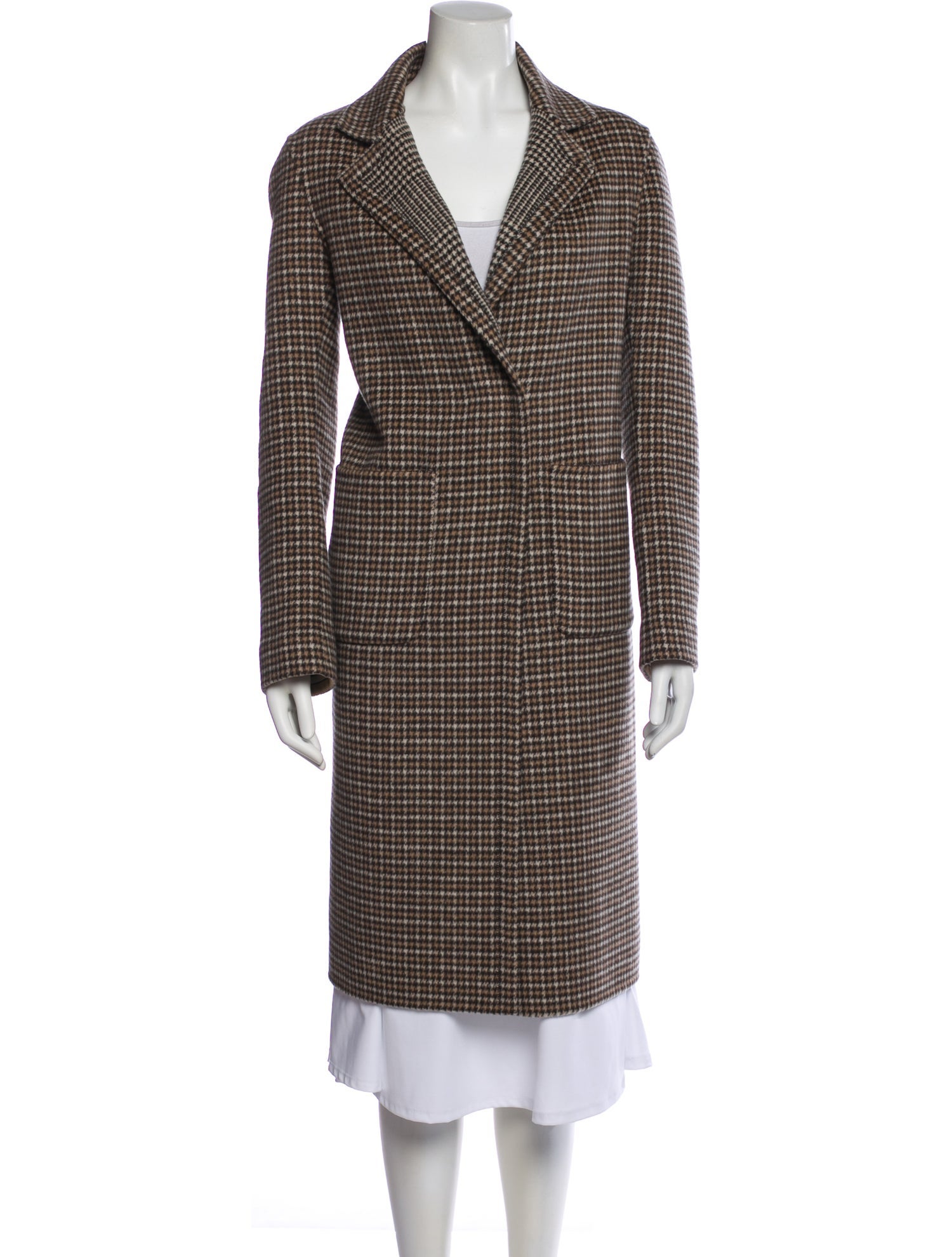 Gerard Darel Wool Plaid Print Peacoat