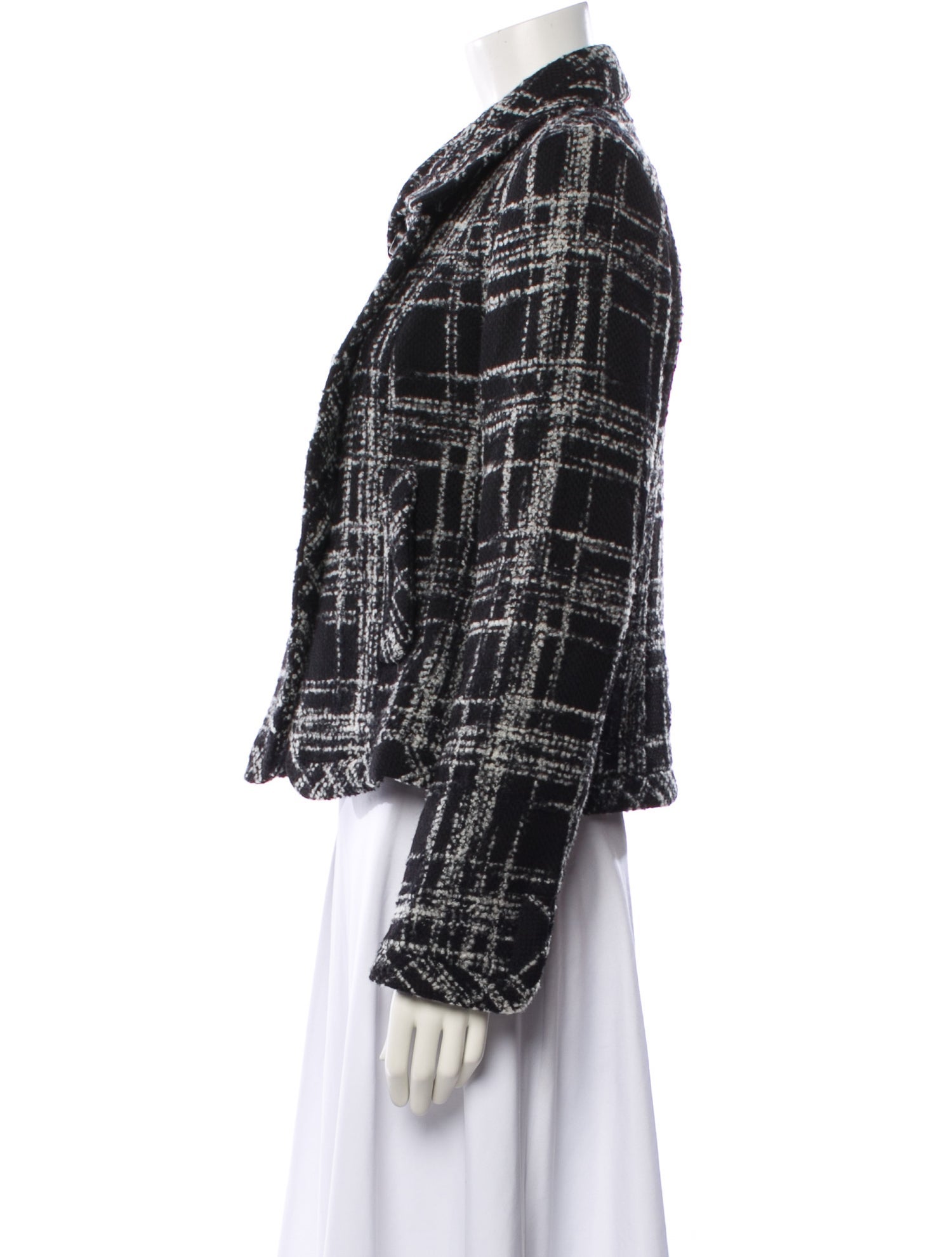 Gerard Darel Wool Plaid Print Evening Jacket