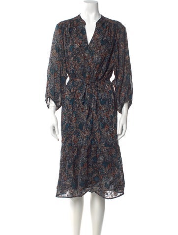 Pre-owned Gerard Darel Floral Print Midi Length Dress In Black
