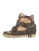 D.A.T.E. Snakeskin Animal Print Wedge Sneakers
