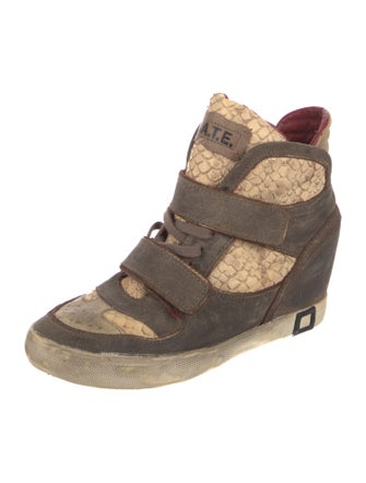 D.A.T.E. Snakeskin Animal Print Wedge Sneakers
