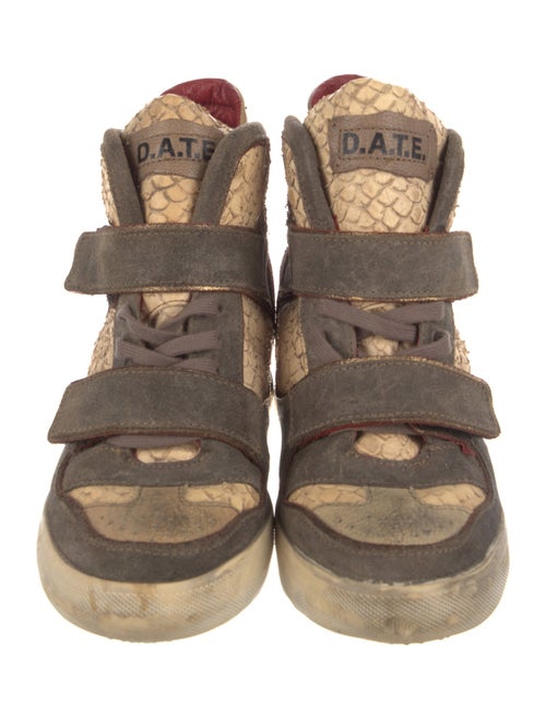 D.A.T.E. Snakeskin Animal Print Wedge Sneakers