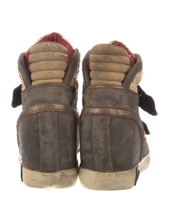 D.A.T.E. Snakeskin Animal Print Wedge Sneakers