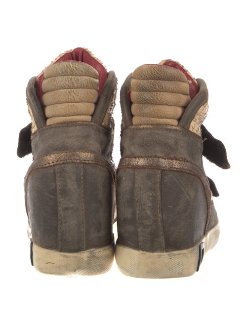 D.A.T.E. Snakeskin Animal Print Wedge Sneakers