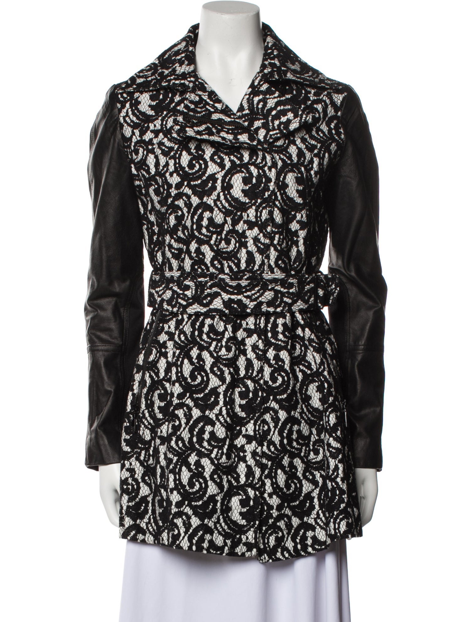 Dawn Levy Lace Pattern Trench Coat