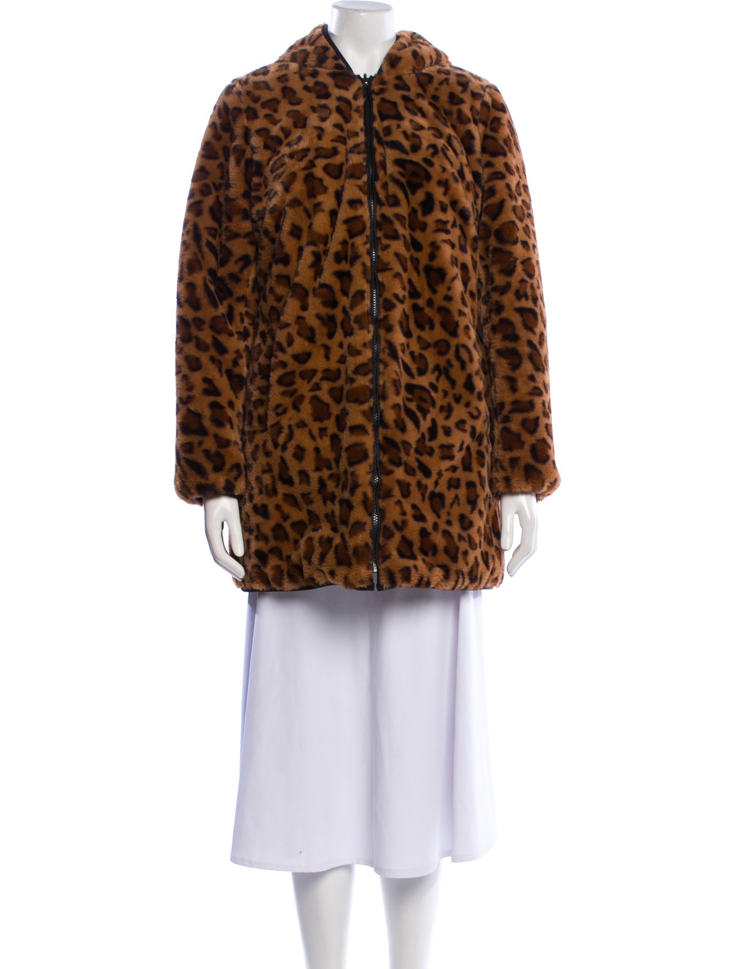 Dennis By Dennis Basso Silk Animal Print Faux Fur Jacket