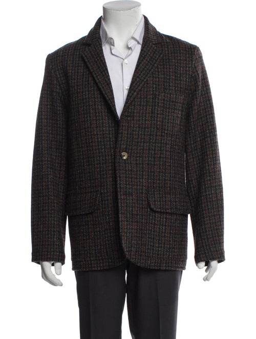 De Bonne Facture Wool Houndstooth Print Peacoat