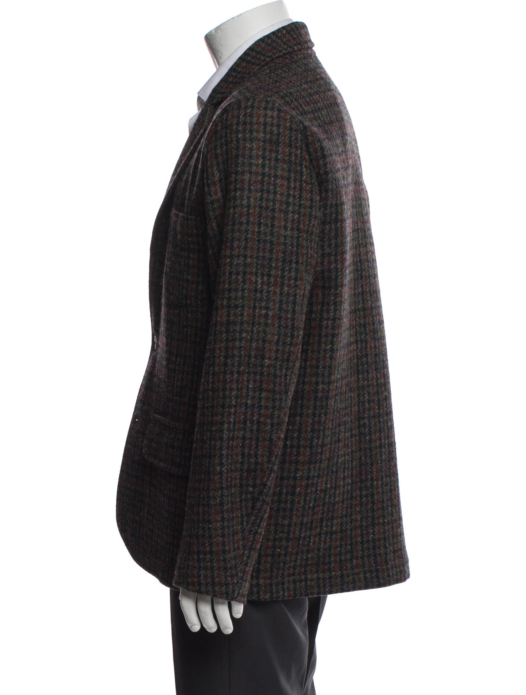De Bonne Facture Wool Houndstooth Print Peacoat