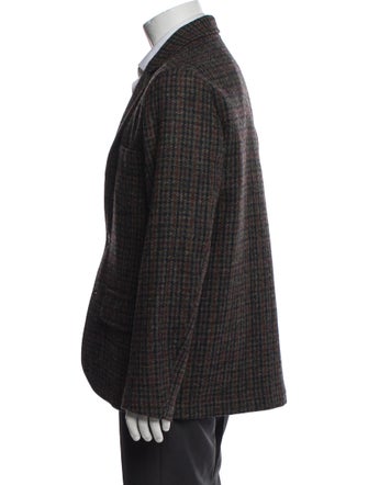 De Bonne Facture Wool Houndstooth Print Peacoat
