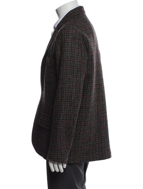 De Bonne Facture Wool Houndstooth Print Peacoat