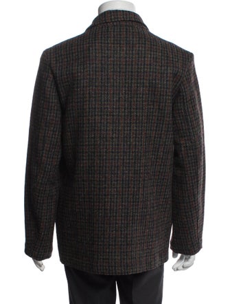 De Bonne Facture Wool Houndstooth Print Peacoat