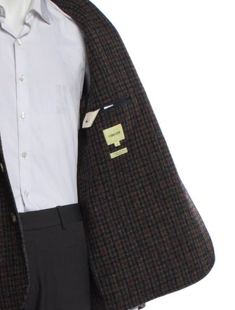 De Bonne Facture Wool Houndstooth Print Peacoat