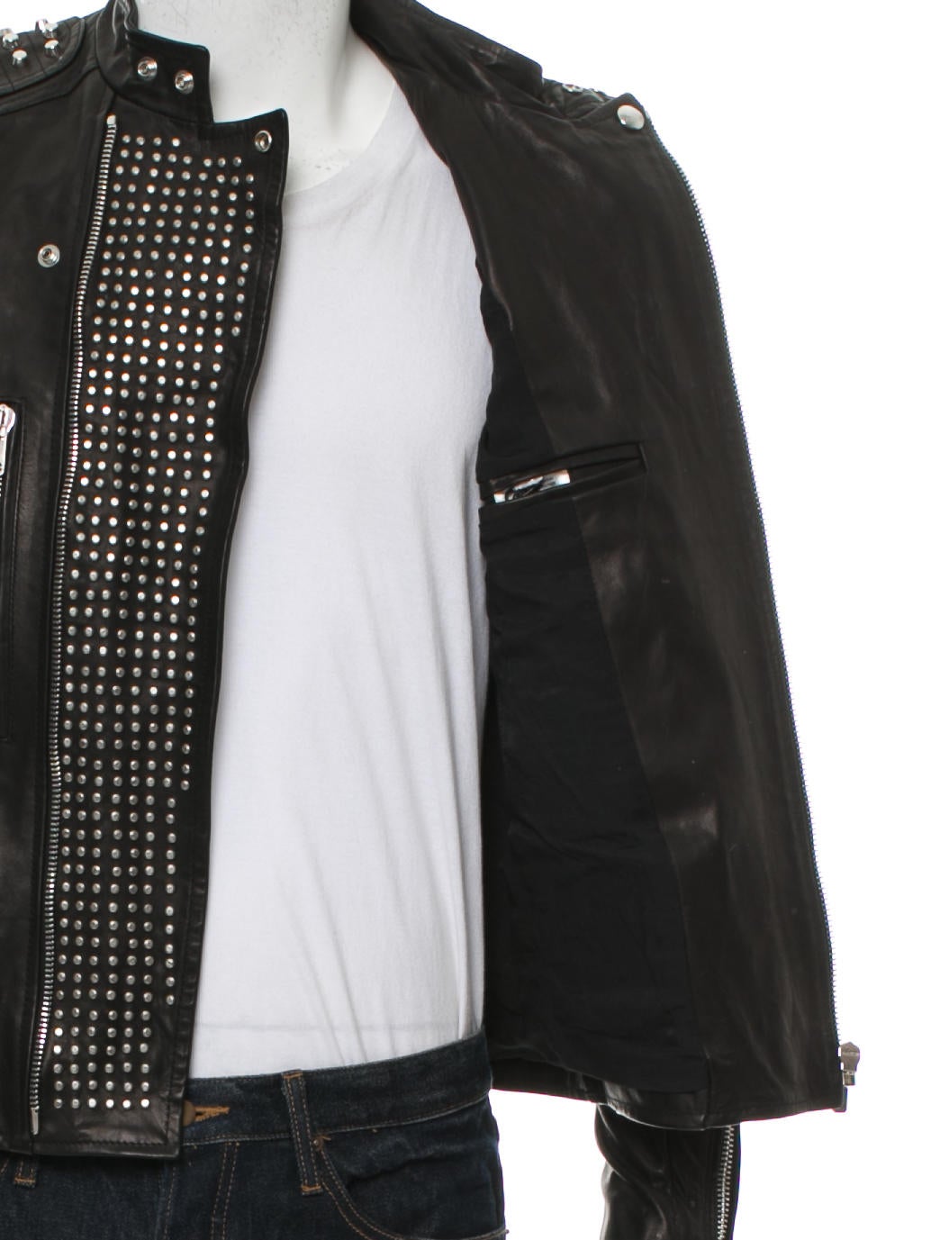 Diesel Black Gold Studded Leather Jacket w/ Tags - Black Outerwear