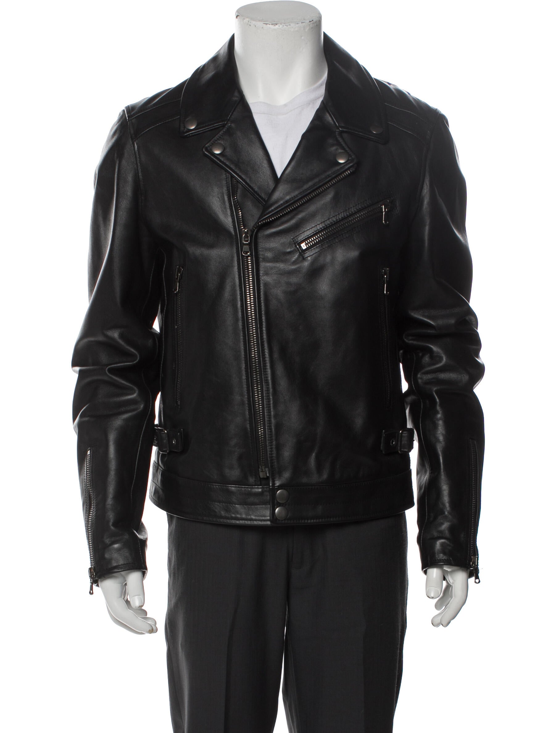Diesel Black Gold 'Phoenix' Leather Moto Jacket - Black Outerwear