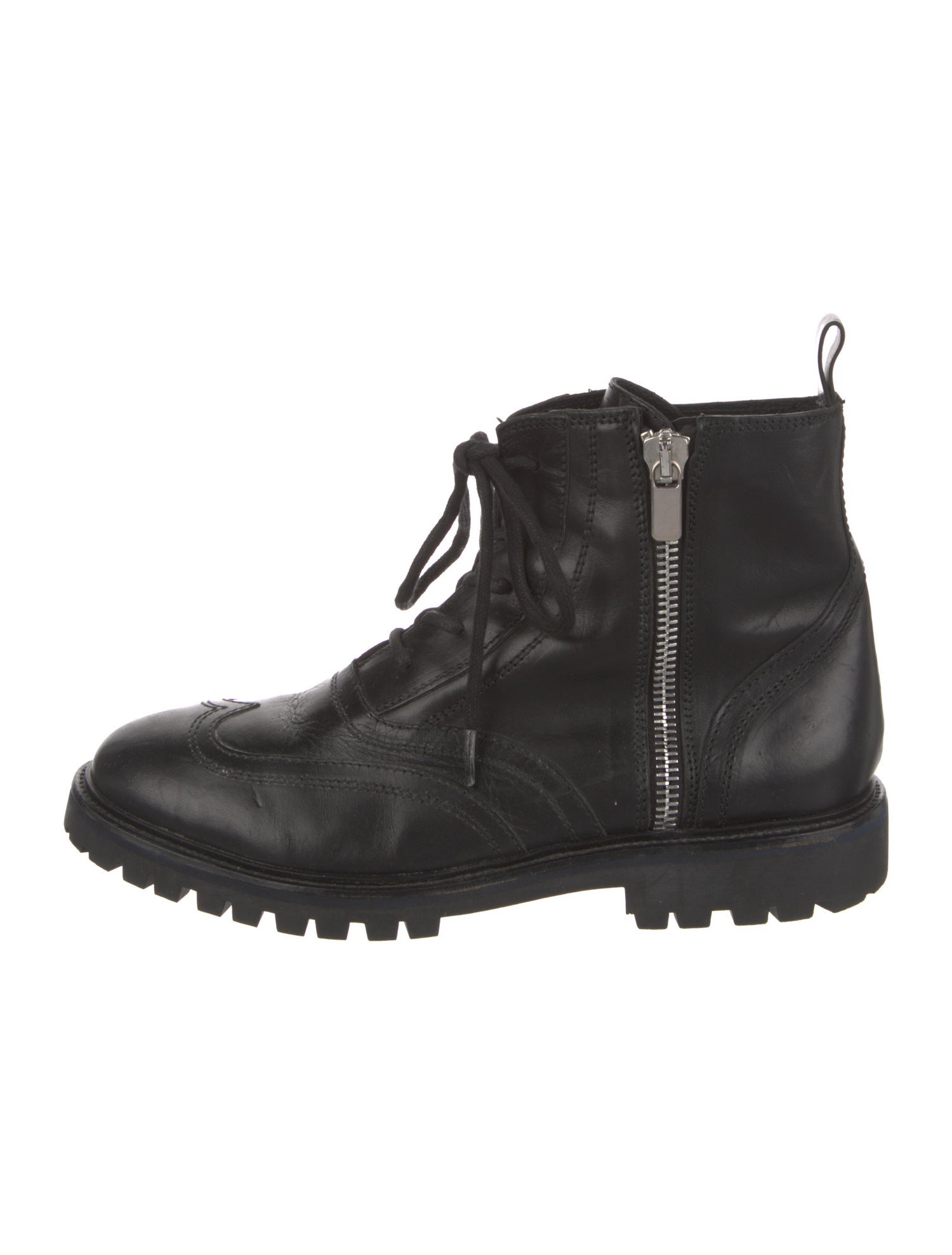 Diesel Black Gold Leather Combat Boots