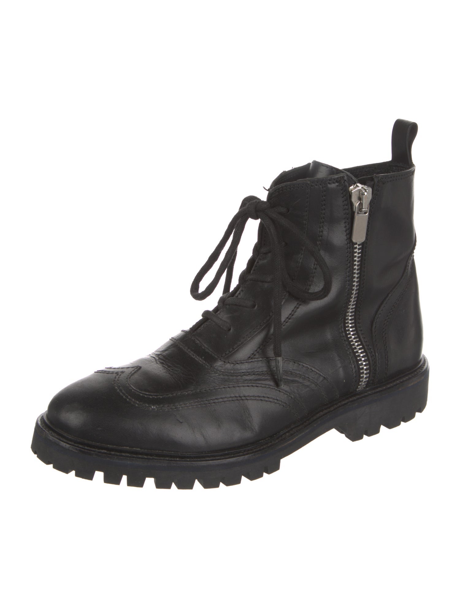 Diesel Black Gold Leather Combat Boots