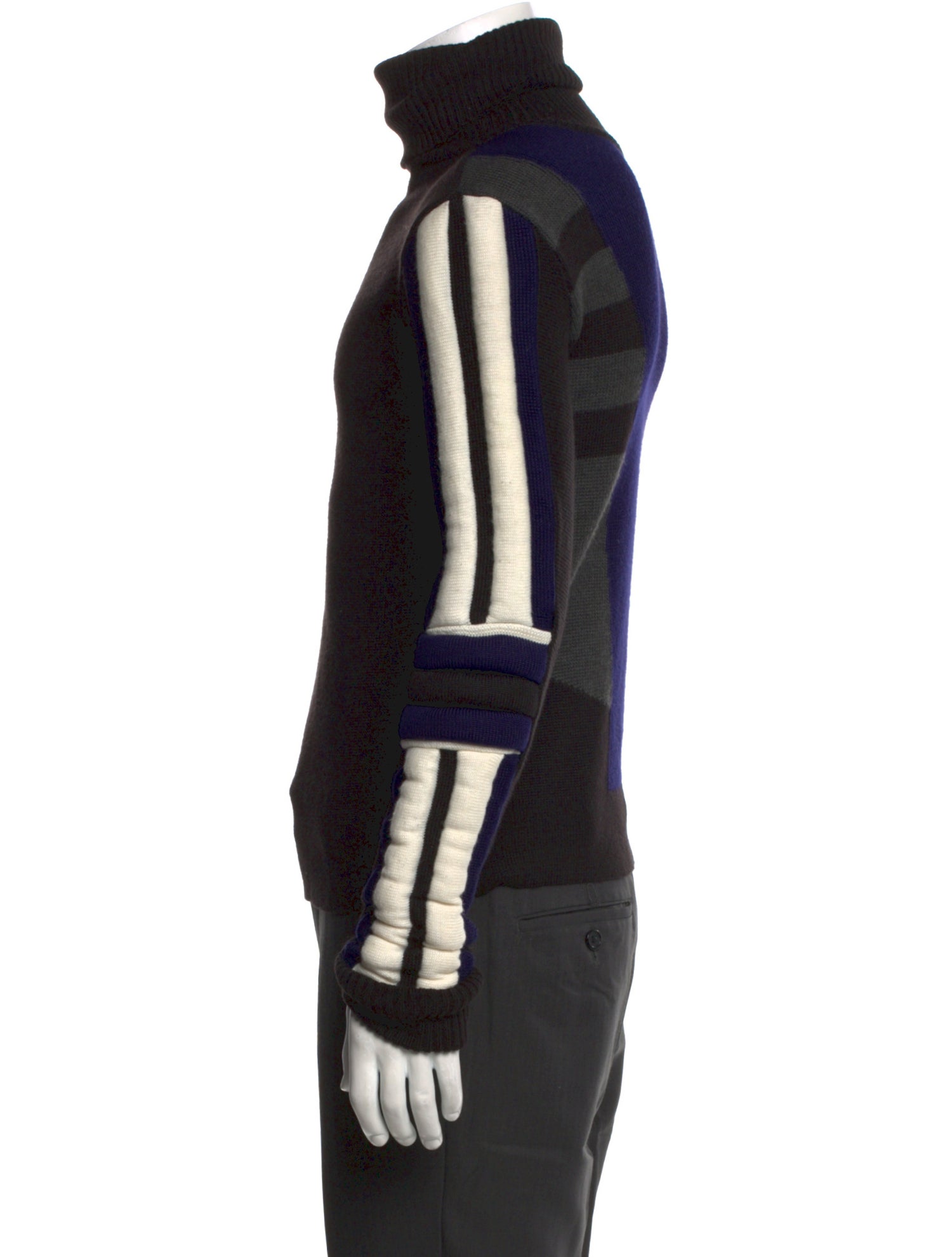 Diesel Black Gold Colorblock Pattern Turtleneck Pullover