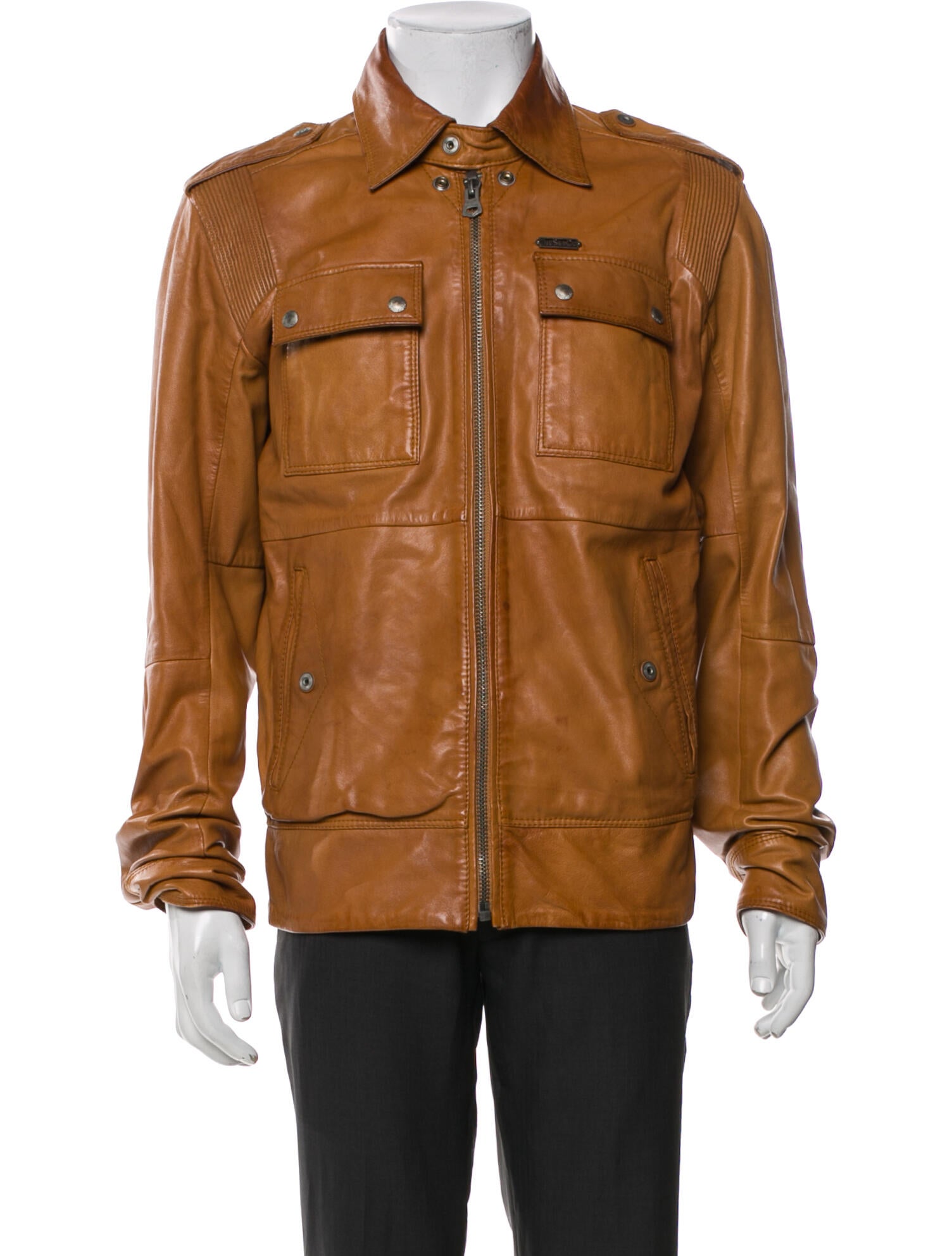 Diesel Black Gold Leather Utility Jacket