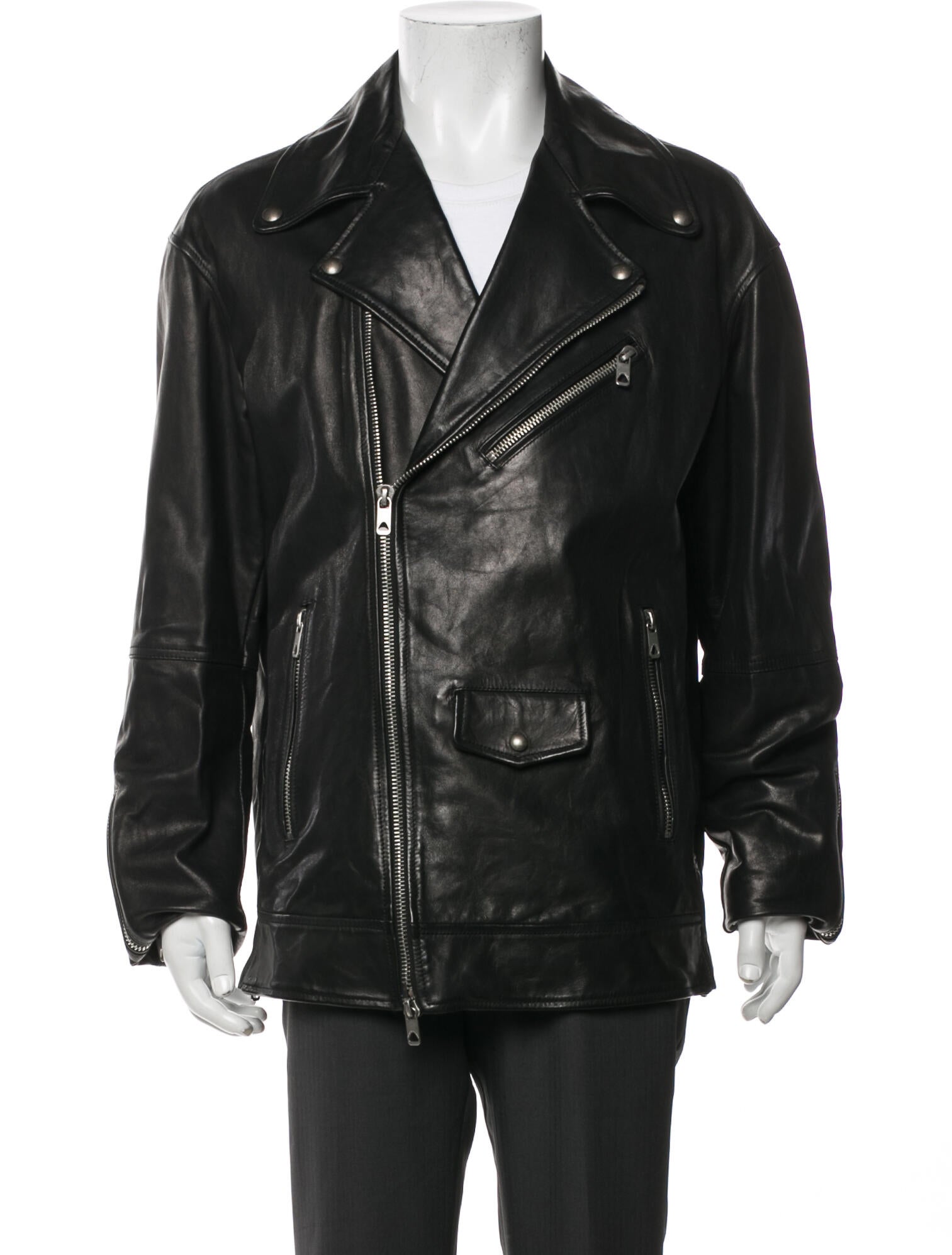 Diesel Black Gold Leather Moto Jacket
