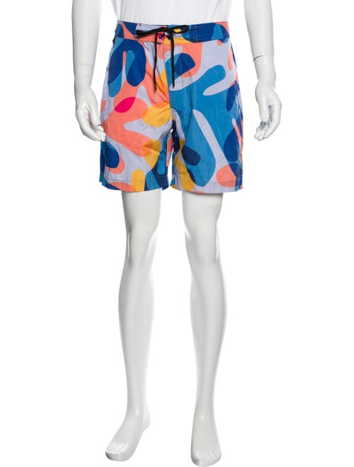 Double Rainbouu Printed Swim Trunks Blue