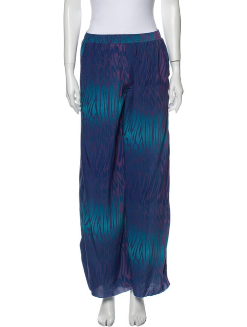 Double Rainbouu Animal Print Wide Leg Pants Blue