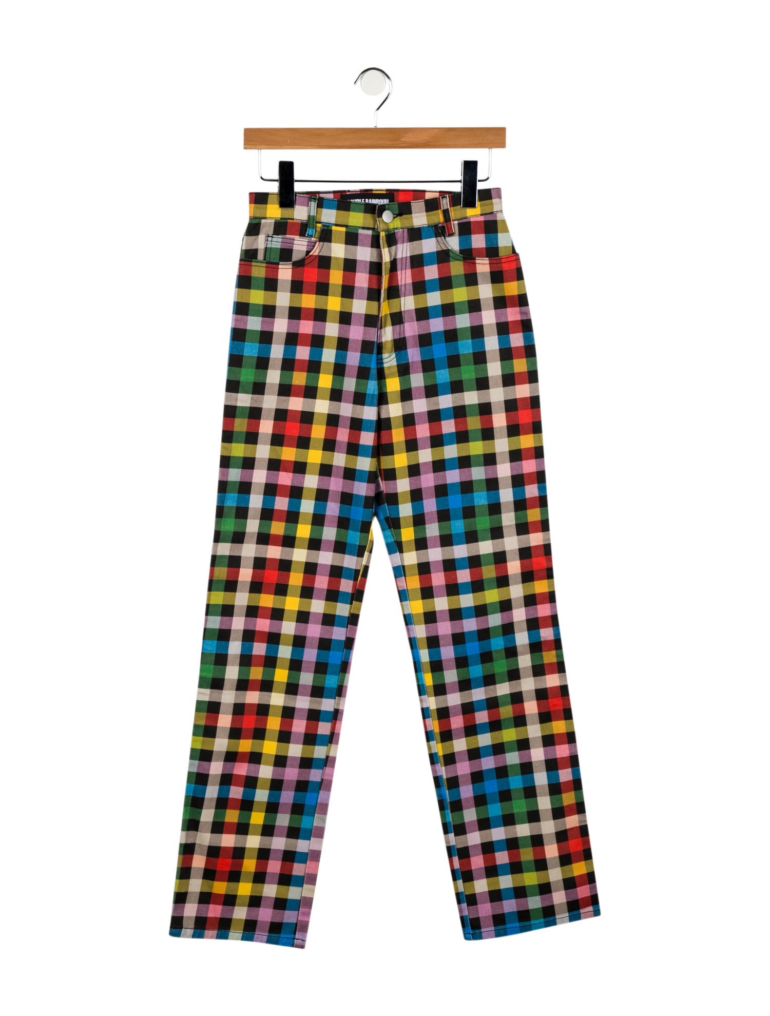Double Rainbouu Plaid Print Pants