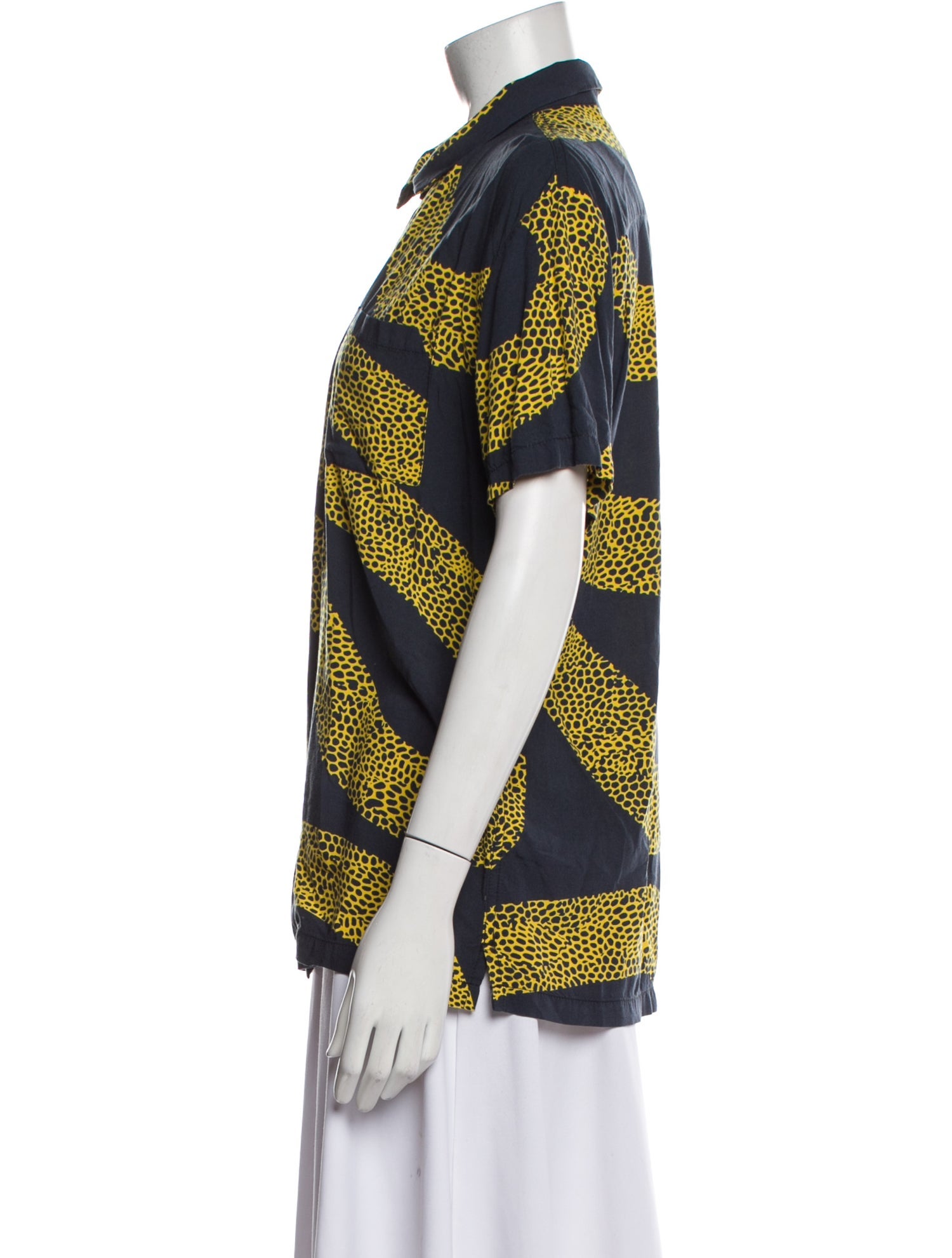 Double Rainbouu Printed Short Sleeve Button-Up Top