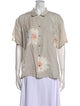 Double Rainbouu Floral Print Short Sleeve Button-Up Top