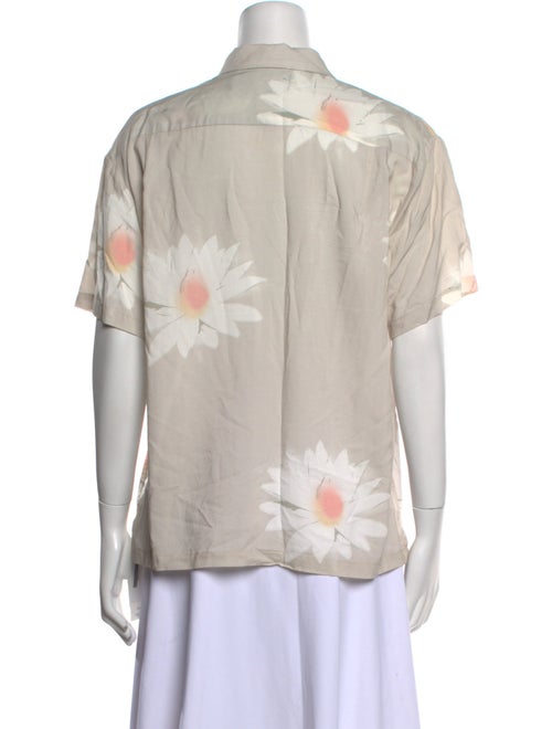 Double Rainbouu Floral Print Short Sleeve Button-Up Top