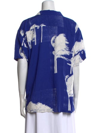 Double Rainbouu Printed V-Neck Button-Up Top