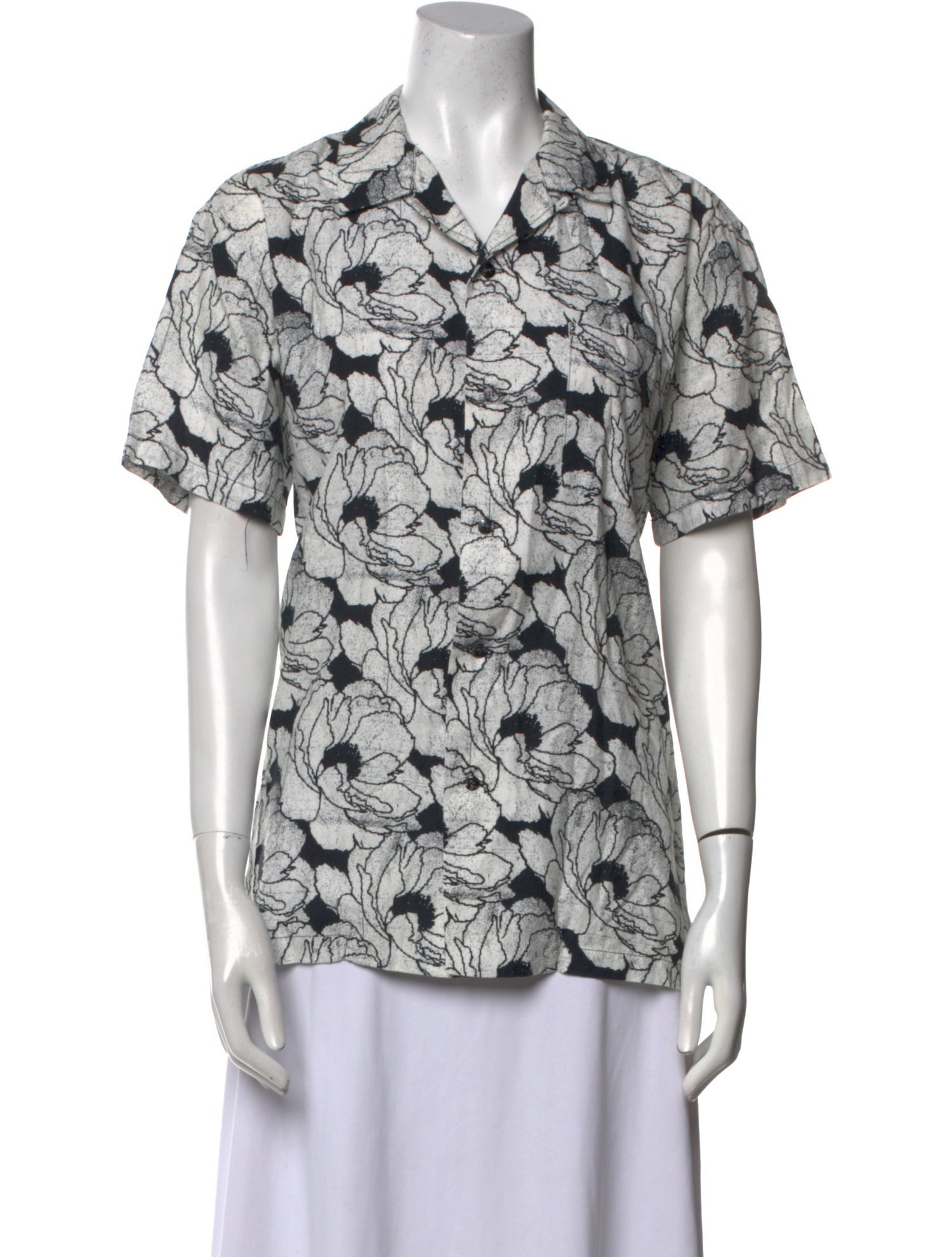 Double Rainbouu Printed Short Sleeve Button-Up Top
