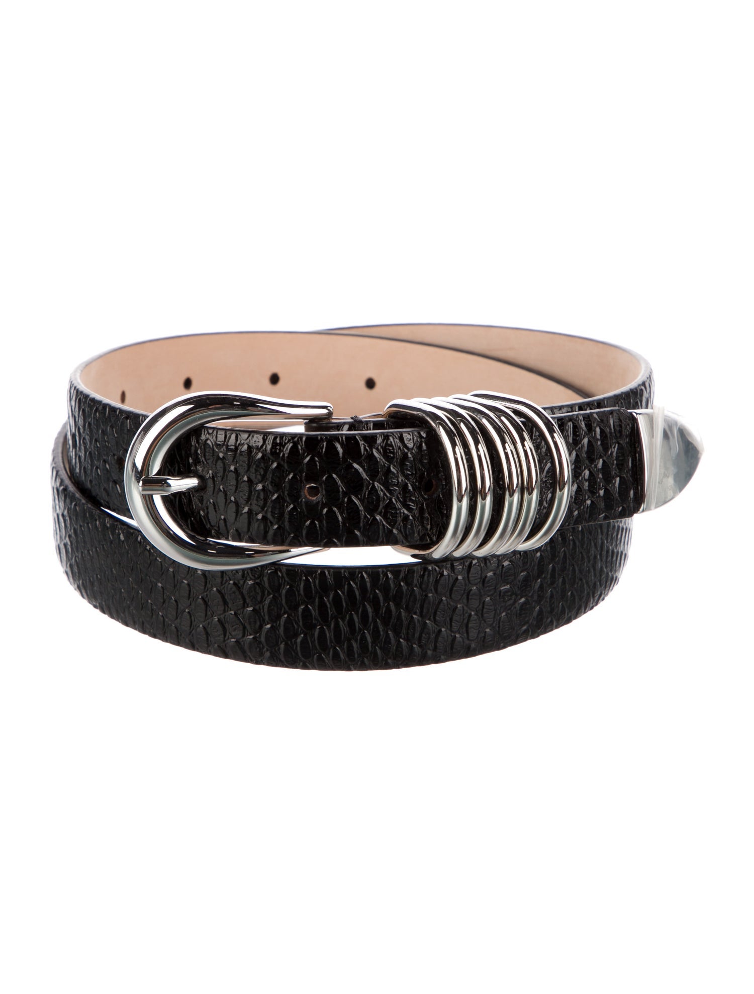 Déhanche Skinny Embossed Leather Waist Belt