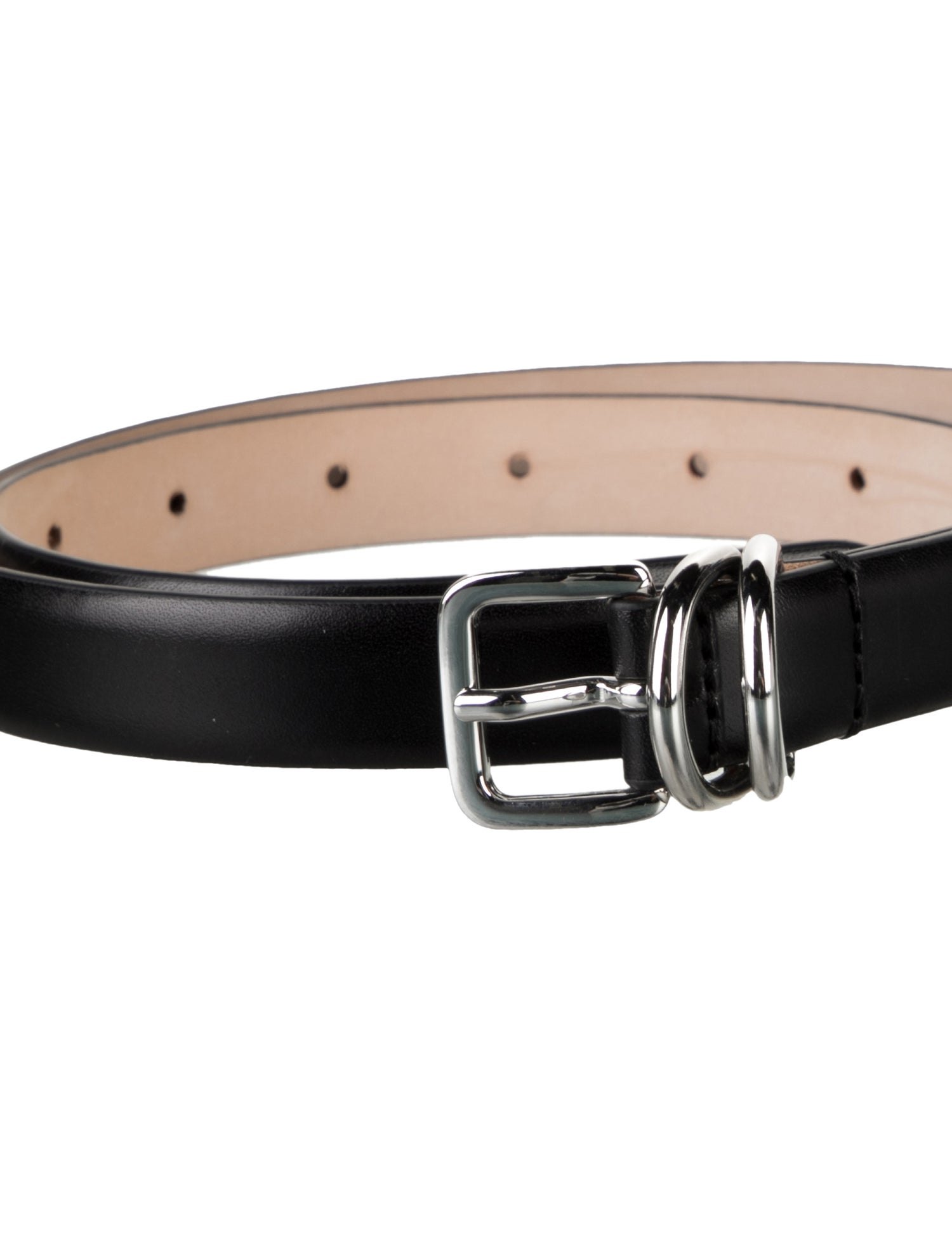 Miu Miu Leather Chain-Link Accents Belt - Black Belts, Accessories
