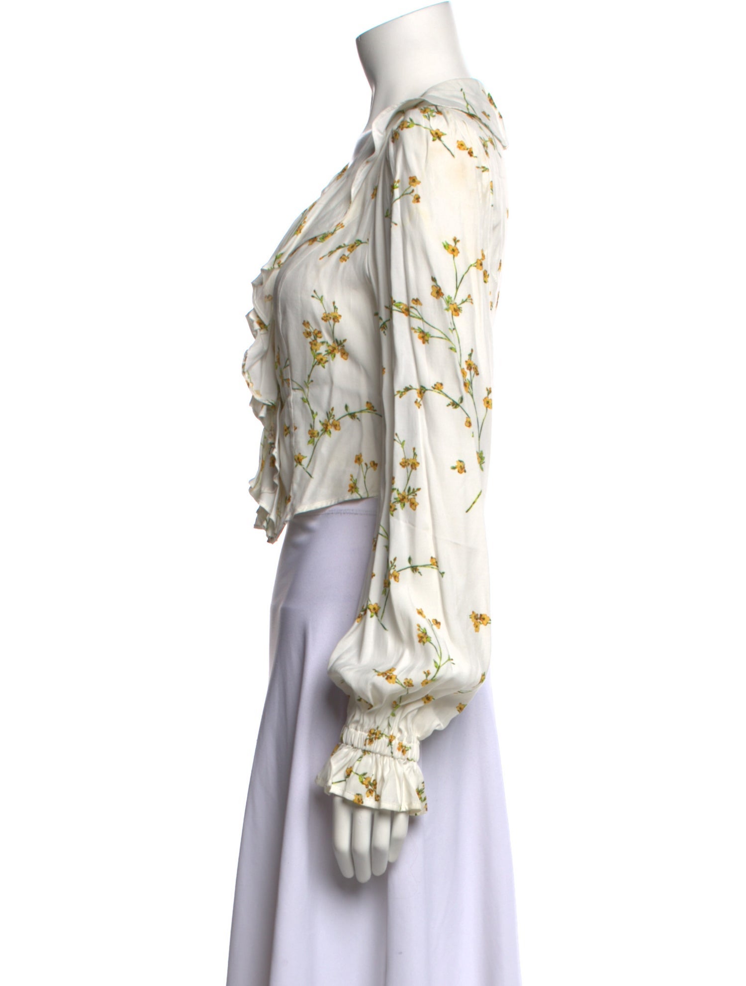 Divine Heritage Floral Print V-Neck Crop Top